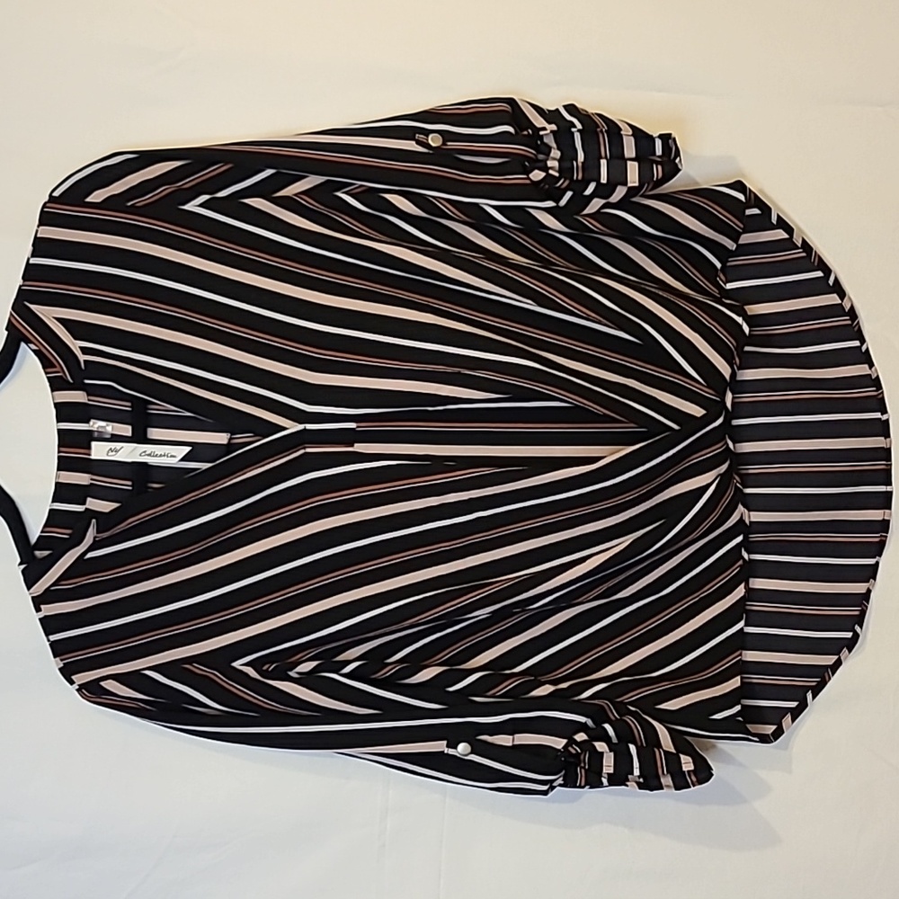 NY Collection  3/4 Sleeve Mandarin Collar Blouse Women's Size Medium